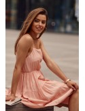 Kleid mit dünnen Trägern und Rüschen, pudrig PR3214 - Online-Shop - Boutique